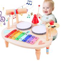 Vaikiškas būgnų rinkinys, „Multi-in-1“ muzikos instrumentai vaikams nuo 1 2 3 metų su ksilofonu, Montessori kūdikio žaislas, vaikiškas To
