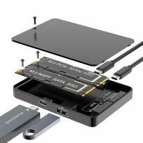 Dvigubo lizdo M.2 NVME SSD dėklas RGB 10Gbps PCIe NVME doko stotelė USB3.2 GEN2 kietojo disko M.2 adapteris PC NVME and NGFF