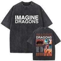 Roko Grupė Imagine Dragons Loom Pasaulinės Ekskursijos 2026 M. Skalbti Vintažiniai Marškinėliai Vyrams Moterims Gotikiniai Per dydį Marškinėliai Unisex Laisvalaikio T-shirt L smėlis