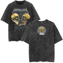 2026 m. „Metallica“ roko grupės vintažiniai skalbti trumpomis rankovėmis apvalia kaklo iškirpte Y2k marškinėliai unisex drabužiai Nauji viršutiniai ir marškinėliai Vyriški marškinėliai Palaidinės L smėlis