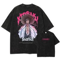 Bleach Kurosaki Ichigo Full Hollow Form Silhouette Vintage Washed Oversized T-Shirt | Unisex Anime Streetwear Tee L