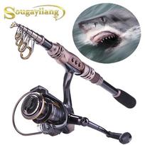 Teleskopinis meškerės ir ritės rinkinys anglies pluošto meškerės ir spiningo ritės, skirtos žvejybai jūra 1.5M Rod&Reel 2000