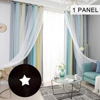 1 Panel Star Užuolaidos Žvaigždės Užtemdančios užuolaidos vaikams Mergaitėms Svetainė Spalvingos dvisluoksnės Žvaigždžių langų užuolaidos 40"W x 52"L smėlis