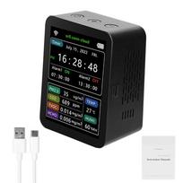 Tuya WiFi pažangus oro kokybės detektorius PM2.5 CO2 TVOC HCHO Temperatūros Drėgmė 6 viename detektorius juoda