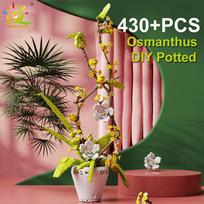 1369vnt. Orchidėjų gėlių puokštės serijos statybinis blokas MOC 5 spalvų bonsai „pasidaryk pats“ surinkimo plytos žaislas vaikams namų dekoravimui