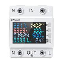 8in1 galios matuoklio spalvotas ekranas 2P daugiafunkcis kintamosios srovės energijos matuoklis 170270V63A įtampa ir srovė KWS-302 įvairiaspalvis
