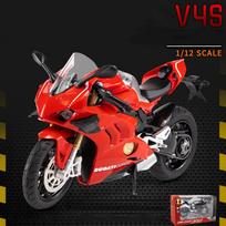 1/12 Scale Panigale V4S Alloy Racing visureigių motociklų modelių modeliavimas žaislų gatvės motociklų modelių kolekcija, dovana vaikams 1/12- 17.5x9x6.5cm raudona
