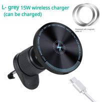 Magnetinis belaidis įkroviklis, skirtas Apple Android Super Fast Charge automobiliniam įkrovikliui 15W mobiliojo telefono laikiklis L pilka