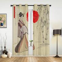 Geišos klasikinės japoniškos langų užuolaidos svetainei, prabangiam miegamojo dekorui, užuolaidoms virtuvei, langų uždangoms, užuolaidos 135W x 60H(cm) x1