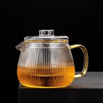 480/650 ml dryžuotas skaidraus stiklo arbatinukas su arbatos sieteliu-infuzoriumi, karščiui atsparus virdulys, Kung Fu gėlių Puer Oolong puodas, arbatos reikmenys