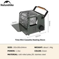 Mini Portable Heating Stove Outdoor Camping Multifunctional Heating Stove 1.1kw Power Kitchen Hiking žalia