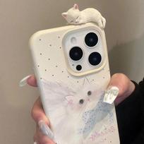 Bow Polka Dot Cat Ins Suitable for Apple 16promax Mobile Phone Case Iphone14/13 Anti-fall Women 15 Apple 16