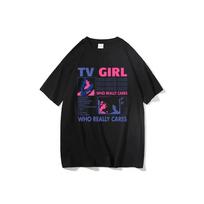 Trend TV Girl Lovers Roko dainų spausdinimo marškinėliai Vyrai Moterų medvilniniai hiphopo dideli marškinėliai trumpomis rankovėmis marškinėliai Streetwear Tops marškinėliai S juoda