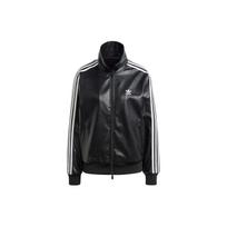 Adidas Originals Firebird Premium Dirbtinės Odos Prabangi Spalvų Bloko Sportinė Striukė Su Trimis Juostelėmis Moteriška Striukė Juoda IY2912 XS