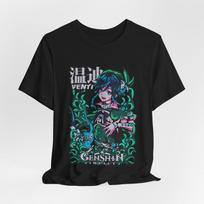Genshin Impact Venti Tee, Short Sleeve T-Shirt, Gaming Apparel, Anime Top, M