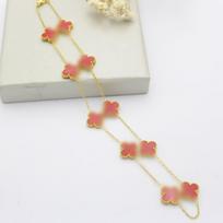 Luxurious Four-Leaf Clover Titanium Steel Necklace with Double-Sided Floral Pendant 18K