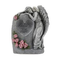 Saulės šviesos memorialinis vazo dekoras Lauko angelo statula Orui atsparios dervos Kapinių sodo kapavietei pilka