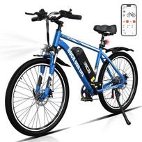 RCB Elektrinis dviratis 26 colių E-Bike Miesto suaugusiųjų, Variklis 350W, Baterija 36V/10.4Ah, 7 Greičiai, Valdymas per APP - Mėlynas mėlyna