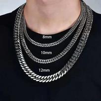 HNSP 316L Stainless Steel LA Cuban Link Chain Necklace For Men Jewelry Thick Heavy Chain 8/10/12/14MM Punk Rock Accessories 18CM - 7IN Bracelet