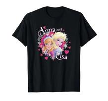 Disney Frozen Anna And Elsa Snowflake Heart-Shaped Portrait T-Shirt_ S