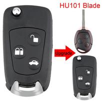 3 mygtukų automobilio nuotolinio valdymo pulto raktas, modifikuotas apverčiamas sulankstomas fob korpusas su FO21 ašmenimis, tinka Ford Mondeo / Fiesta / Focus / KA / Transit 2002-2012 m. HU101 Blade