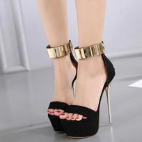 Moteriški siurblys Batai Super aukštakulniai Vasariniai Sexy Stiletto Atviros platformos sandalai Moteriški madingi naktinio klubo dizainerio batai 34 juoda