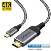 QGeeM USB C į HDMI laidas 4K C tipo HDMI Thunderbolt3 konverteris, skirtas MacBook Huawei Mate 30 USB-C HDMI adapteris C tipo USB į HDMI adapteris 1.2M pilka