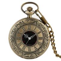 Juodais romėniškais skaitmenimis kvarcinis kišeninis laikrodis vyrams, moteriškas, juodas tuščiaviduris dėklas Steampunk vintažinis pakabukas karoliai Geriausios dovanos vyrams, moterims