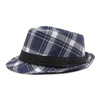 Plaidinė džiazo skrybėlė Vyriška pavasario vasara Klasikinė languota skrybėlė Moteriška Britų vintažinė Panama Fedora Kepurės Džentelmeniška kepurė nuo saulės 56-58cm tamsiai mėlyna spalva