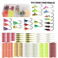 190 vnt. Poledinės žūklės antklodės Poledinės žūklės masalai, skirtos Walleye Crappie Panfish 160pcs
