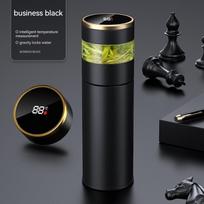 Arbatinis termosas su vakuumu ir LED temperatūros ekranu, 450 ml, izoliuotas puodelis, nerūdijančio plieno gertuvė, termosas, kelioninis kavos puodelis 400ml juoda