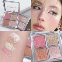4 spalvų Diamond Highlighter pudros paletė Blizgučiai veido kontūrai Paryškina makiažą Shimmer Illuminate Kosmetika gray