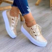 Moteriški balti laisvalaikio kedai Rudens moters odiniai PU madingi vulkanizuoti batai Moteriški platforminiai laisvalaikio batai Zapatillas De Mujer 36
