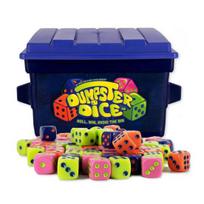 Dumpster Dice stalo žaidimas 4 žaidėjams interaktyvus greito tempo šeimos kauliukų žaidimas kelionėms vakarėliams žaidimų vakarui kauliukų žaidimas su šiukšlių konteineriu 80 kauliukų grafiti lipdukai 24 Dice gray