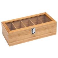 Medinis arbatos pakelių organizatorius su atlenkiamu dangteliu Natural Wood