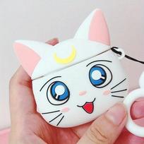 Mielas Mėnulio Katukas Tinka Apple Airpods 1/2 3 Pro Pro2 Trys Spalvos Pasirenkamas Pakabukas Animacinis Ausinių Minkštas Dėklas For Airpods 1 or 2 balta