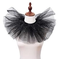 Decorative Clown Cosplay Choker Victorian Layered Ruffled Mesh Faux Collar Shawl Shining Sparkly Dots Tulle Neck Ruff juoda