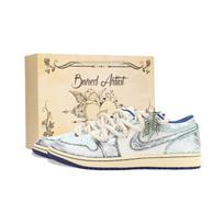 Jordan Air Jordan 1 Jiangjin Moon, Daugkartinis maišelis Atsparus dilimui Žemi krepšinio bateliai Vintažiniai Unisex Balti Žali 553558-147(Komanda1335-) 40