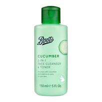 Boots Agurkų 2 viename valiklis ir tonikas su vitaminu spinduliuojančiai odai visų tipų odai 150 ml 150 ml žalia