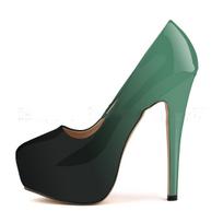 LOSLANDIFEN Moteriški aukštakulniai siurblys, 14 cm, apvalūs stiletai Talon Femme Sexy Ladies Raudoni vestuviniai batai Juodi platforminiai aukštakulniai batai 35 žalia