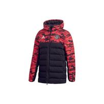 Adidas Manchester United Camouflage Spliced Sports Hooded Down Jacket Winter Men Outerwear Black Red FR3871 M
