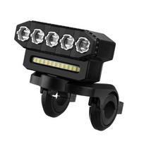 LED dviračio žibintas su garsiniu USB įkraunamu priekiniu dviračio žibintu, atsparus vandeniui su 6 šviesos režimų palaikymu 5LED & 12SMD juoda