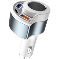 USB automobilinio įkroviklio cigarečių degiklio adapteris, automobilinio įkroviklio cigarečių žiebtuvėlio skirstytuvas su 2 prievadais USB automobilinis įkroviklis USB automobilinis įkroviklis USB skirstytuvas 8.5*4.5*4.5cm balta