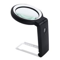 Rankinis didinamasis stiklas 30X 10X su LED apšvietimu, sulankstoma rankena, pilnos knygos skaitymui pilka spalva
