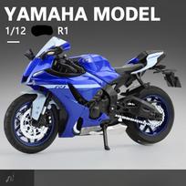 1/12 YAMAHA R1 Žaislinis motociklo modelis Lydinio liejinys su garsu šviesa Guminės padangos Mastelio modelis Motociklų žaislai vaikams Kolekcija mėlyna