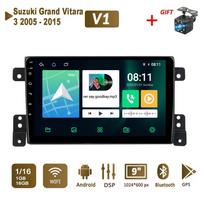 „Android“ automobilio radijo stereofoninis įrenginys, skirtas „Suzuki Grand Vitara 3“, 2005–2015 m. GPS navigacija 2DIN 4 branduolių daugialypės terpės grotuvas „Carplay Autoradio 2+32GB“ 1+16GB black