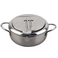 Japoniško stiliaus mini nerūdijančio plieno keptuvė su termometro indukcine virykle, suderinamaS 20 cm S Size 20cm / 7.9in balta
