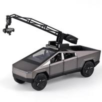 1/32 mastelio žaisliniai TESLA sunkvežimiai berniukams Cybertruck modelis sidabrinis pikapas lieto metalo žaislinės mašinėlės su garsu ir šviesa vaikams nuo 3 metų juoda
