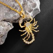 Delicate Iced Out Zircon Gold Color Poison Scorpion Pendant Necklace Women Personality Hip Hop Rock Party Jewelry Gift
