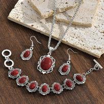 4 vnt./rinkinys Vintažinis Boho Turkio Papuošalų Rinkinys Cinko Cinko Lydinys Moteriškų Papuošalų Rinkinys Moterims raudona